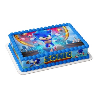 Papel Arroz e 4 Faixas Comestíveis Para Bolo Tema Sonic em Oferta na Shopee