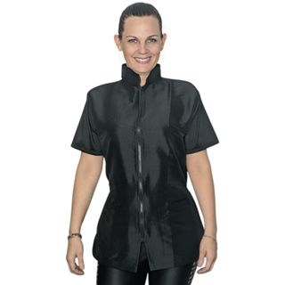 Jaleco banho e tosa anti pelos preto em Oferta na Shopee