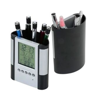 Porta Caneta com Relógio Digital, Calendário, Temperatura Suporte de Caneta Prático e Decorativo Base Antiderrapante em Oferta na Shopee