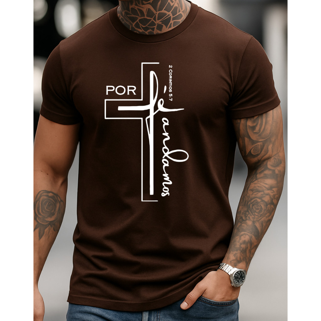 Camiseta Masculina Fé Estampada Linha Premium 100% Algodão