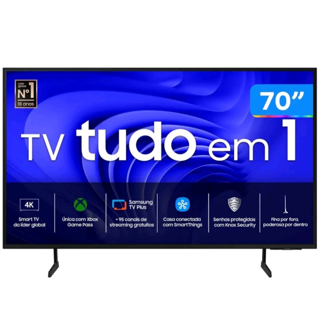 Smart TV 70 4K Samsung Ultra HD 85DU8000 com processador Crystal 4K