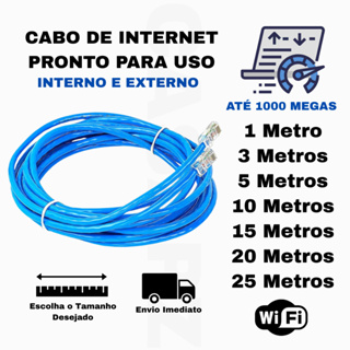 Cabo De Internet RJ45 1GB Wifi Pc Notebook Roteador Smart Tv Game Tvbox 1/3/5/10/15/20/25 Metros em Oferta na Shopee