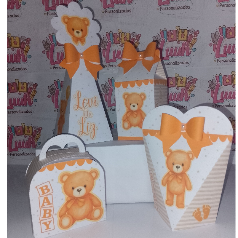 Kit Festa Chá Revelação Neutro - Pegue e Monte Lembrancinhas - Aniversário - Caixinha Personalizadas