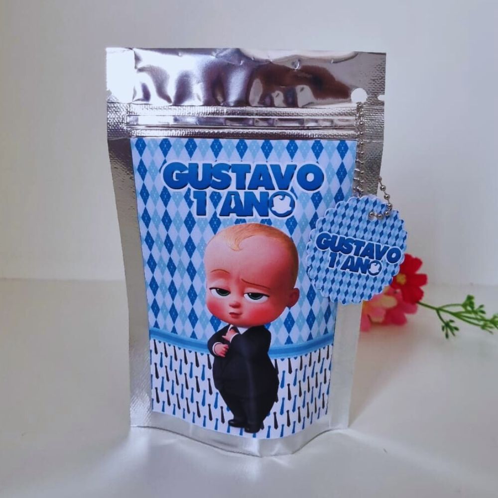 Saquinho Metalizado ZipLock - Lembrancinha Personalizada Poderoso Chefinho