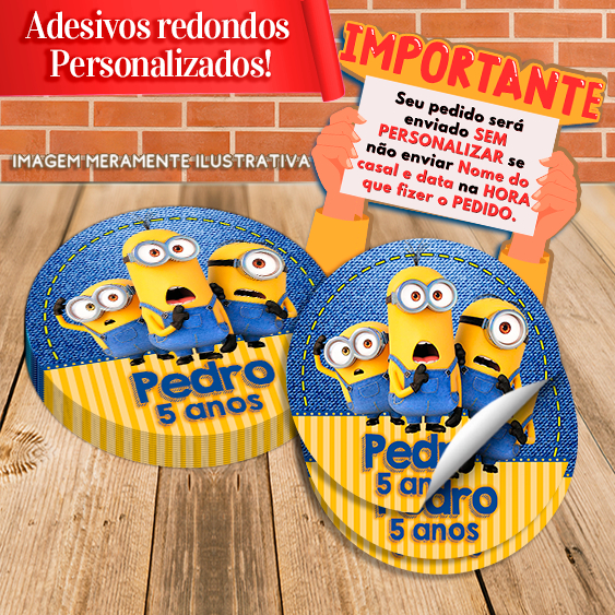 Adesivos Redondos e Quadrados Personalizados Minions