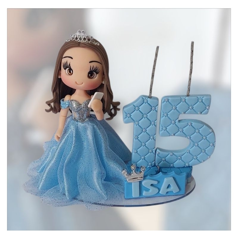 vela aniversário 15 anos de biscuit,topo de bolo debutante de biscuit, boneca de biscuit, em Oferta na Shopee