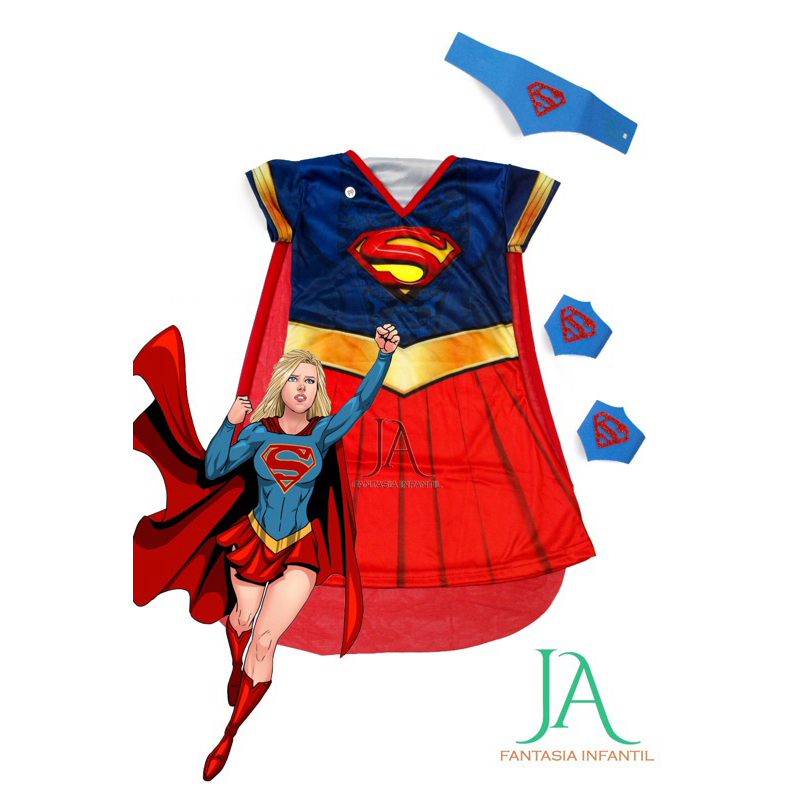 FANTASIA INFANTIL SUPER-GIRL C/ACESSÓRIO em Oferta na Shopee