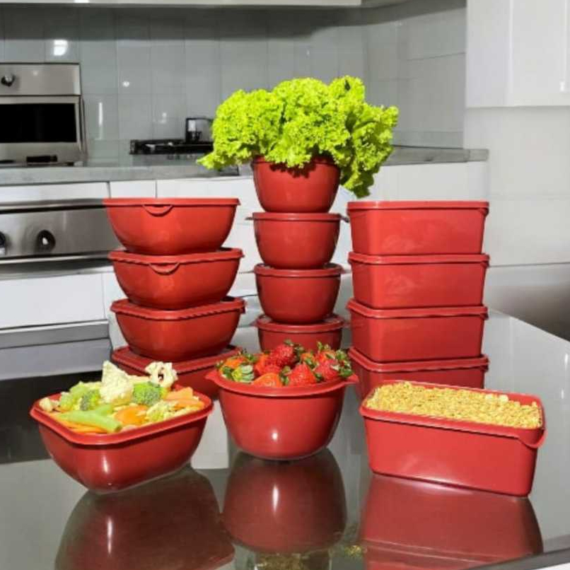 Kit 15 Potes Herméticos de Plástico com Tampa – Empilháveis e Ultra Resistentes para Alimentos