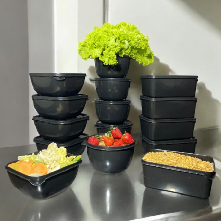 Kit 15 Potes  ou opção 12 potes Herméticos de Plástico com Tampa – Empilháveis e Ultra Resistentes para Alimentos