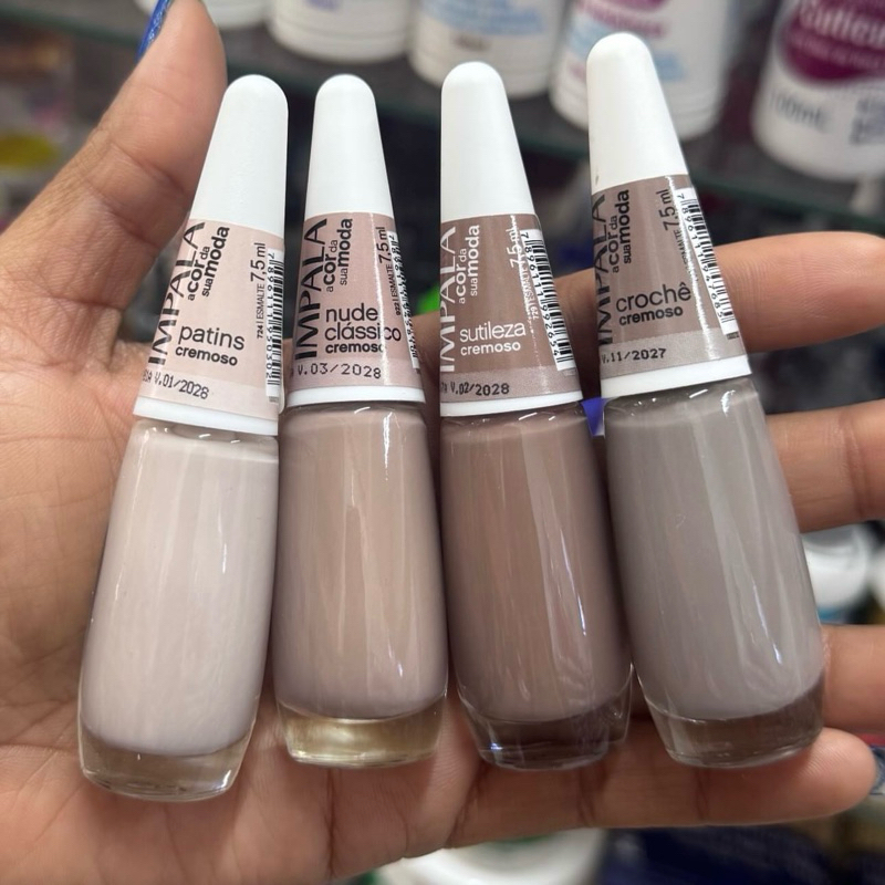 Kit 4 Esmalte Impala Tons de Nude, Patins , Nude Clássico , Crochê e Sutileza