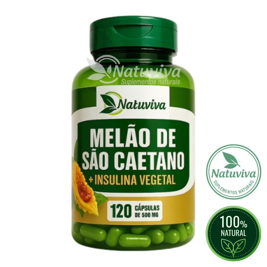 Melão de São Caetano Natuviva | Insulina Vegetal | Controle Natural + Equilíbrio | 120 cáps 500mg em Oferta na Shopee