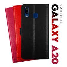Capa Carteira Samsung Galaxy A20 SM-A205 em Couro com Fecho Magnetico e Porta Cartão Capinha Case *