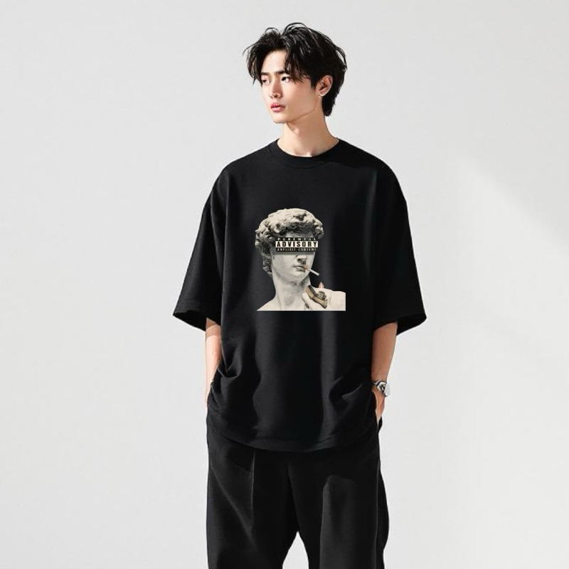 Camiseta Oversized Streetwear Masculina Gola Alta Gangster Raper Americano Estilo de Rua