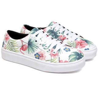Tênis  Feminino  Branco Floral Origina Leve Confortado Lançamento Primavera Verão 25 \26