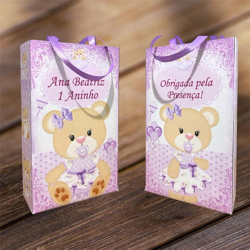 Sacolinha personalizada Ursinha 15 unidades
