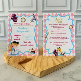 Plaquinha de Mesa Aniversário Alice no País das Maravilhas Alice Cute em Oferta na Shopee
