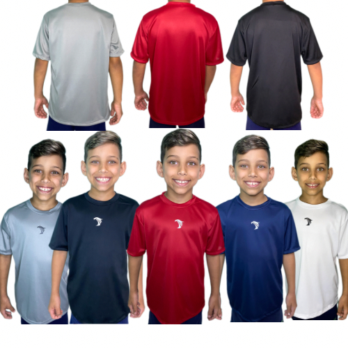 Kit 3 Camisetas Premium Infantil Dry Fit - Cores Sortidas