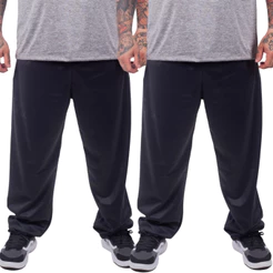 KIT 2 Calça Plus Size Masculino Inverno Abrigo Com bolso e Zíper Flanelada Poliester Academia Caminhada Esporte