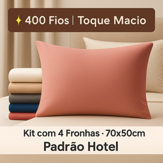 Kit 4 Fronhas 400 Fios 70x50cm Toque Macio Padrão Hotel em Oferta na Shopee