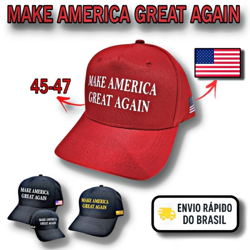 Boné Trump 24/25 Make America Great Again MAGA USA Aba Curva Beisebol Ajustável Estampado em Oferta na Shopee