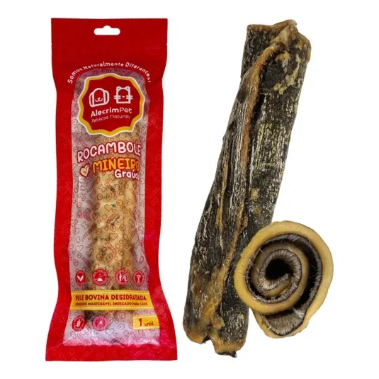 Mordedor Natural Rocombole Grande Pele Bovina- Alecrim Pet