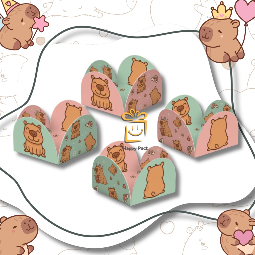50-500 Forminha 4 Pétalas Capivara Dupla Face Festa Decoração Capivara Aniversário Caixeta Fofinho em Oferta na Shopee