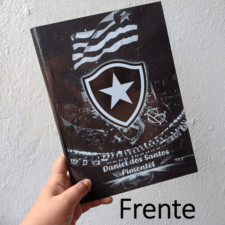 Caderno Brochura Personalizado Botafogo - Caderno Botafogo Capa Dura-96 folha-Pautado- Material Escolar-Volta as aulas