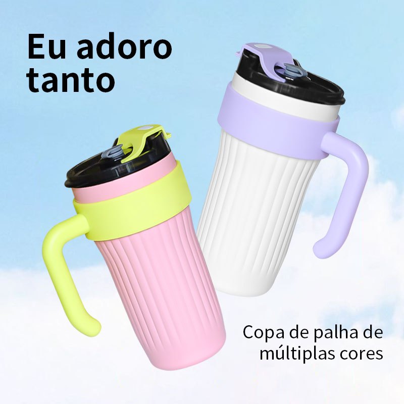 Térmico Inox Portáti860 ML Garrafa Térmica Inoxidável com Tampa e Canudo