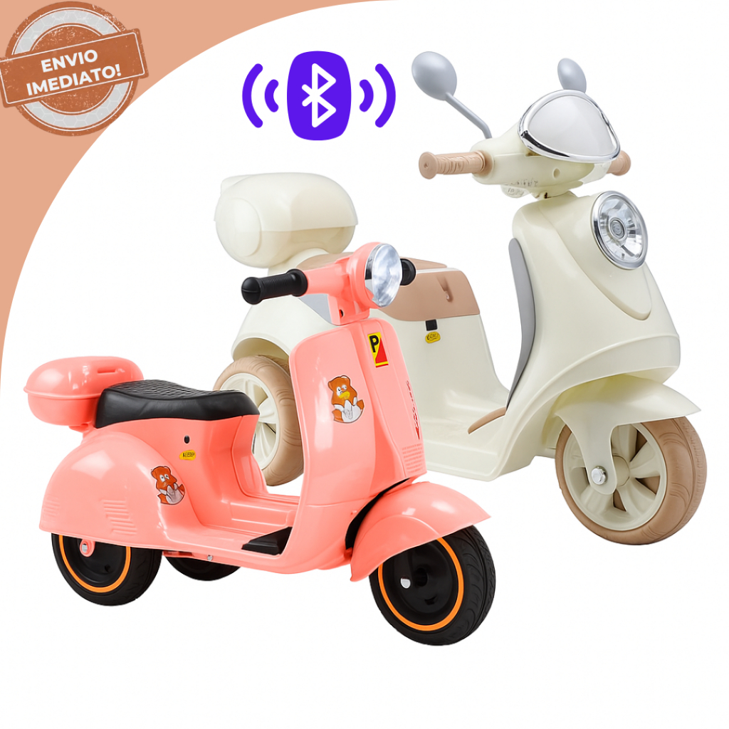 Moto Elétrica Infantil Scooter 6V Com Bluetooth, Som De Partida e Luz LED