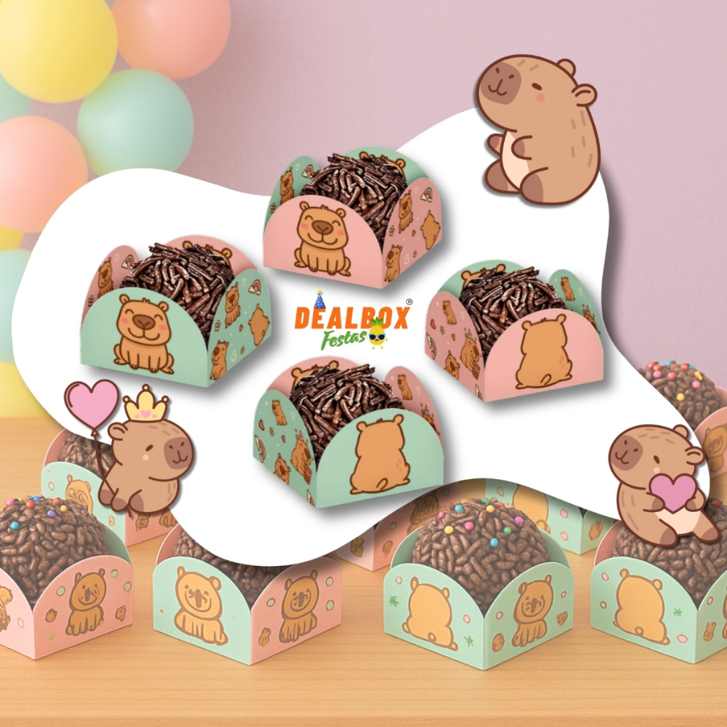 Kit Forminha 4 Pétalas Capivara Dupla Face Festa Decoração Capivara Aniversário Caixeta Fofinho em Oferta na Shopee