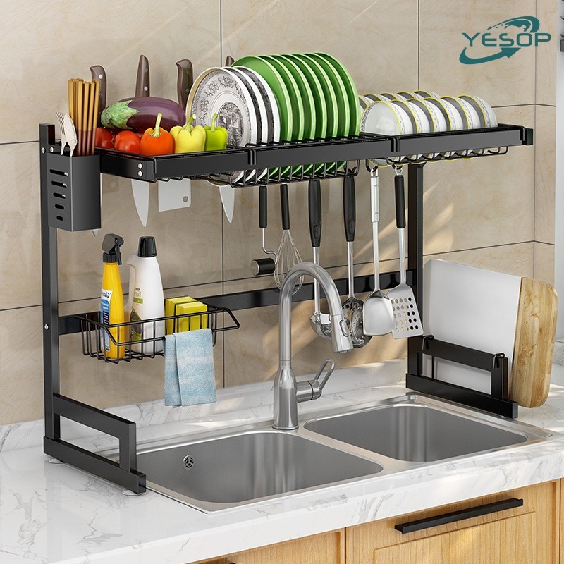 Escorredor De Louça Inoxidável Suspenso Autossustentável 65cm Cor Preto Yesop - Home & Living