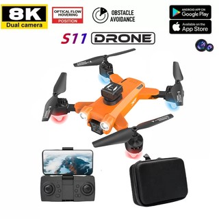 8K Mini Drone S11 Profissional Obstáculos RC 360° Rolling Dual Camera com Led WIFI Controle Remoto
