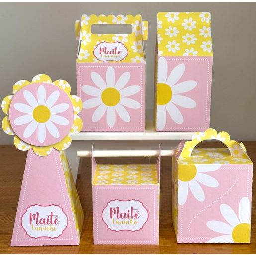 CAIXINHAS PERSONALIZADAS MARGARIDAS-LEMBRANCINHAS-ANIVERSÁRIOS-  CHÁ DE BEBÊ