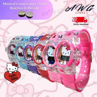 Relógio Musical Hello Kitty Infantil Menina com Luz LED Silicone Envio Imediado em Oferta na Shopee