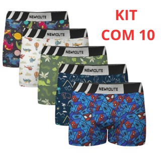 Kit  Cuecas Infantil Box Estampado Cueca Boxer Microfibra Menino em Oferta na Shopee