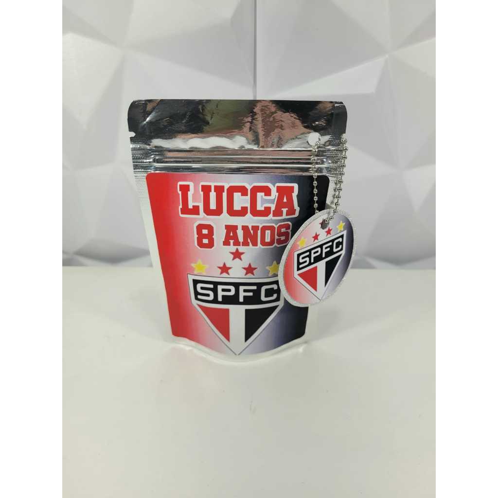 SAQUINHO METALIZADO TEMA SÃO PAULO/ SAQUINHO PERSONALIZADO FUTEBOL/LEMBRACINHA DE ANIVERSÁRIO/SAQUINHO ZIPLOCK