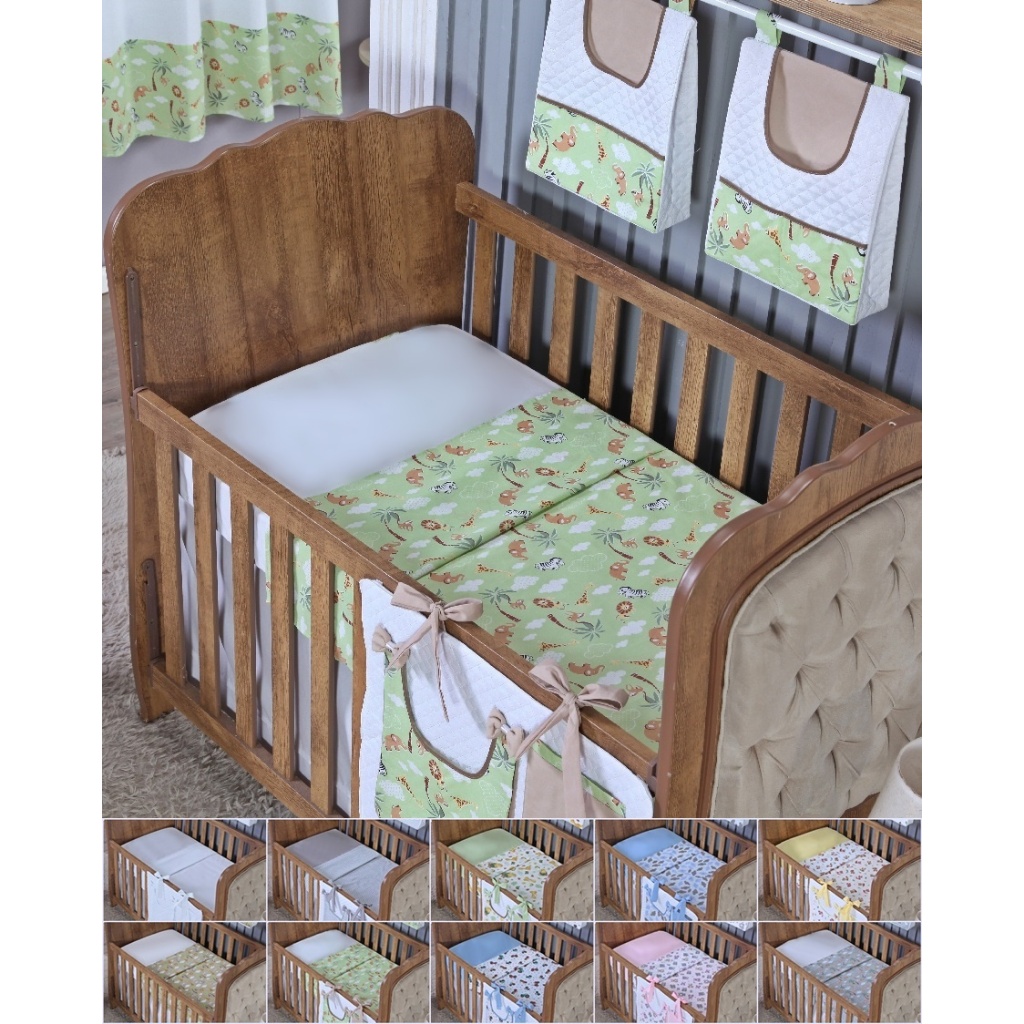 Lençol de Berço Sem Elástico Percal de Algodão Liso Bebe Menino Menina 1 Peça