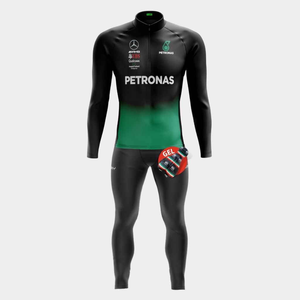 Roupa Ciclismo Inverno Masculino Camisa Manga Comprida Pro Uv Calça Gel Bicicleta Pedalar