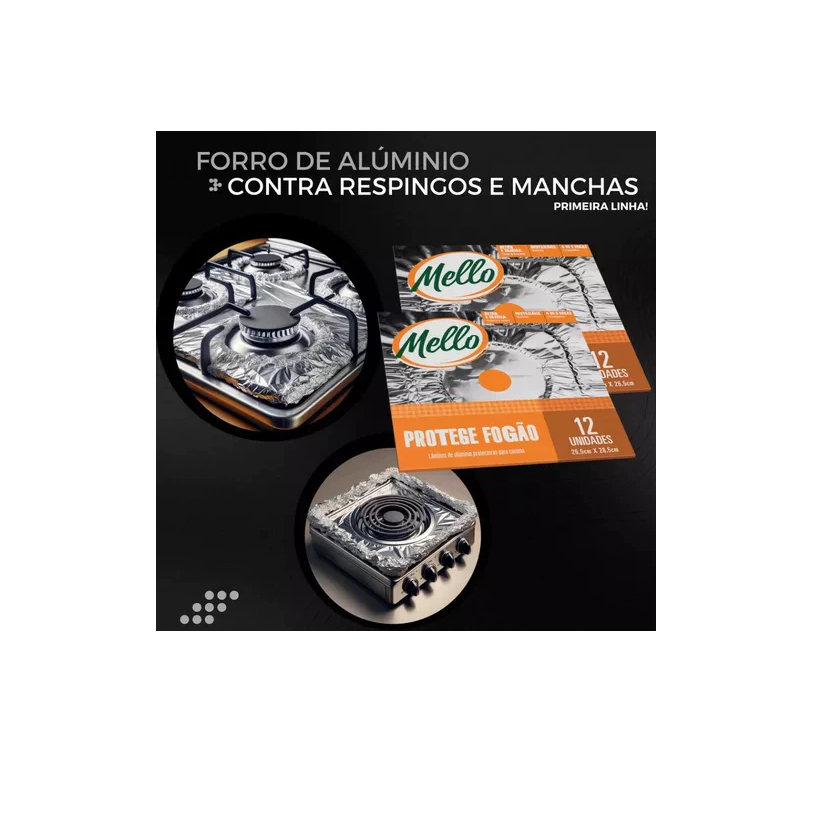 Kit Protege Forra Fogão Folhas em Alumínio 26,5 x 26,5cm Mello Envelope 12 , 24 ou 36 unidades