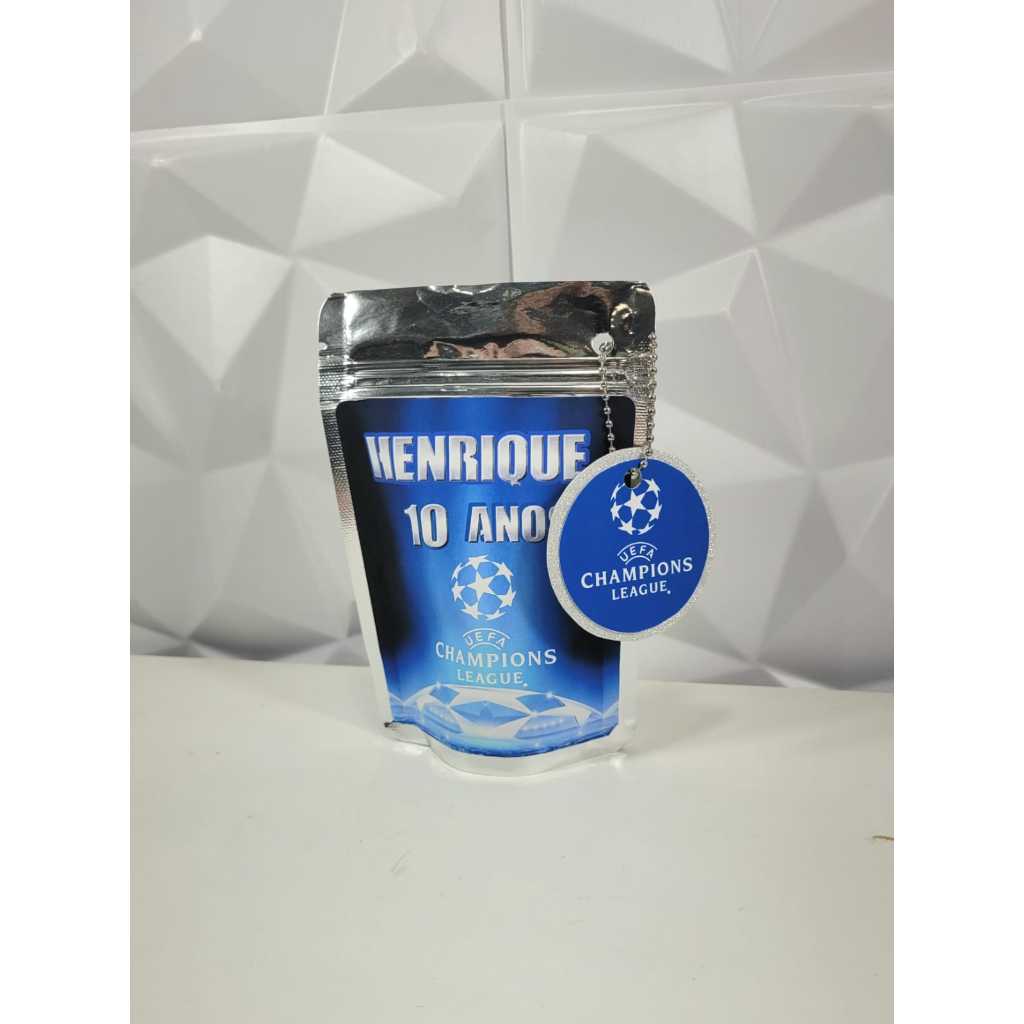SAQUINHO METALIZADO CHAMPIONS LEAGUE/SAQUINHOS PERSONALIZADOS FUTEBOL/SAQUINHOS LEMBRANCINHAS DE ANIVERSÁRIOS/ZIPLOCK
