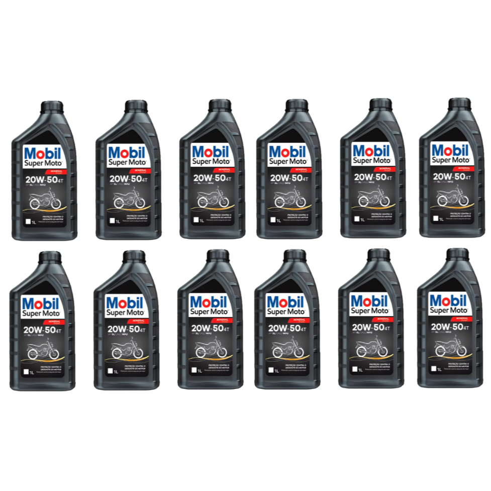 Kit óleo Original Mobil 20W50 Honda Yamaha Suzuki Dafra Kasinski KTM MVK Diversos Troca oleo mod