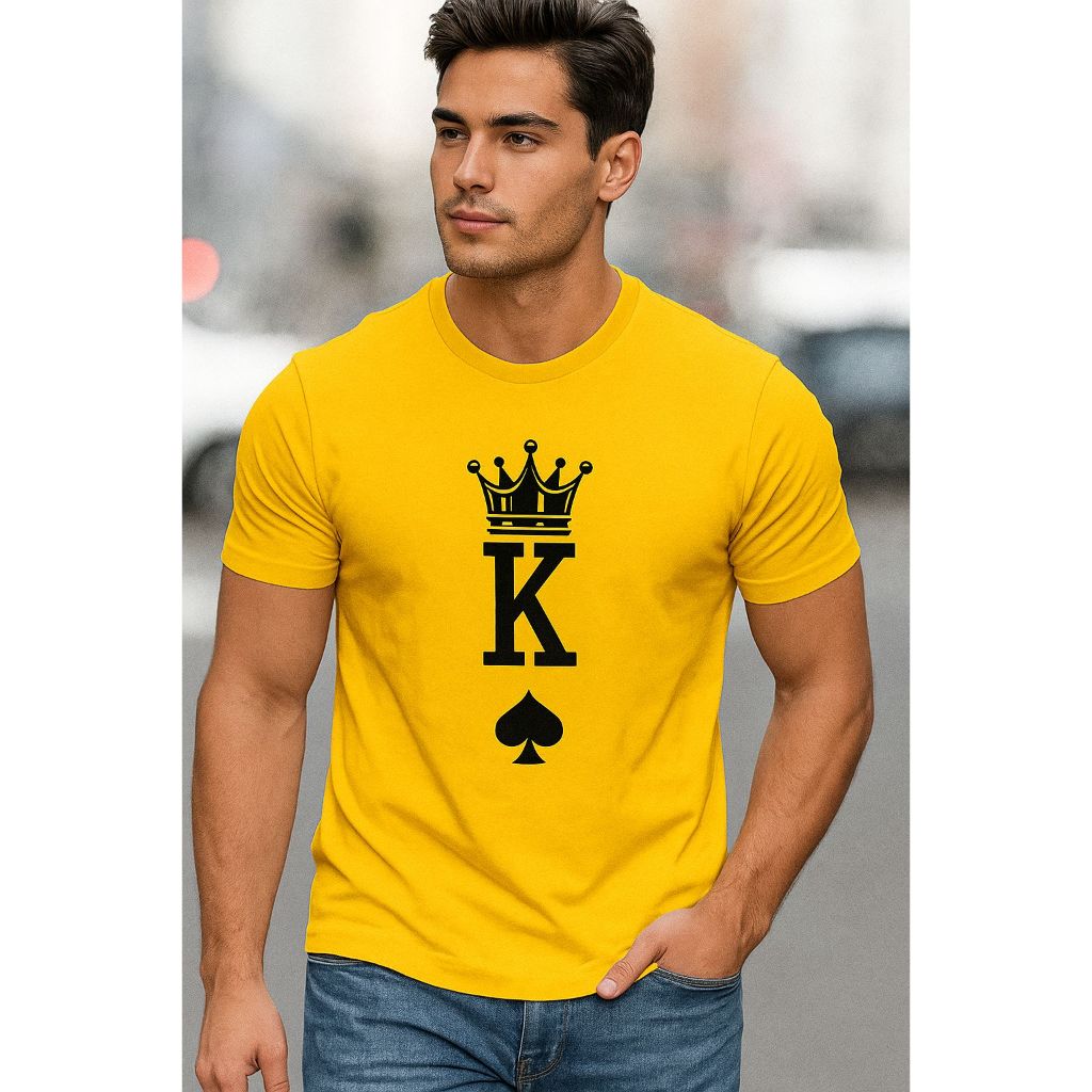 CAMISETA Masculina Manga Curta Estampada Rei De Espadas 100% algodao Verão
