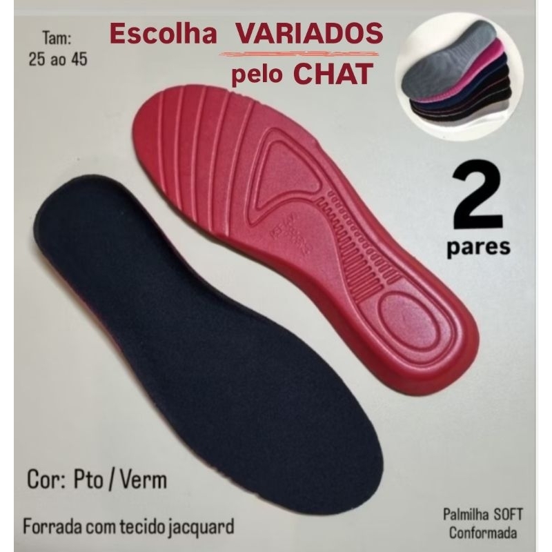 2 PARES PALMILHA CONFORTAVEL SOFT 25 AO 45 P/ TÊNIS FEMIN E MASC ,SAPATO,BOTA,SAPATILHA,CHUTEIRA