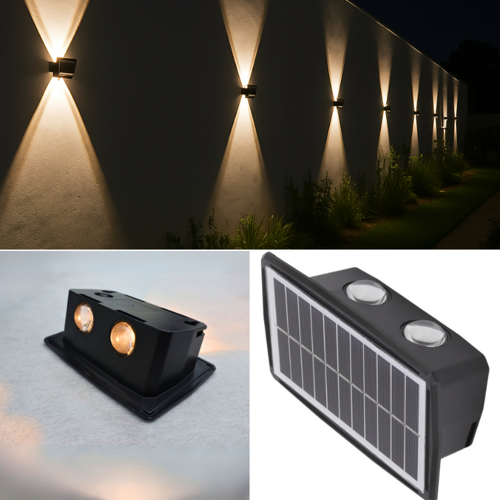 Imagem de Arandela Luminaria Solar Parede Externa Com Sensor 4 Fachos