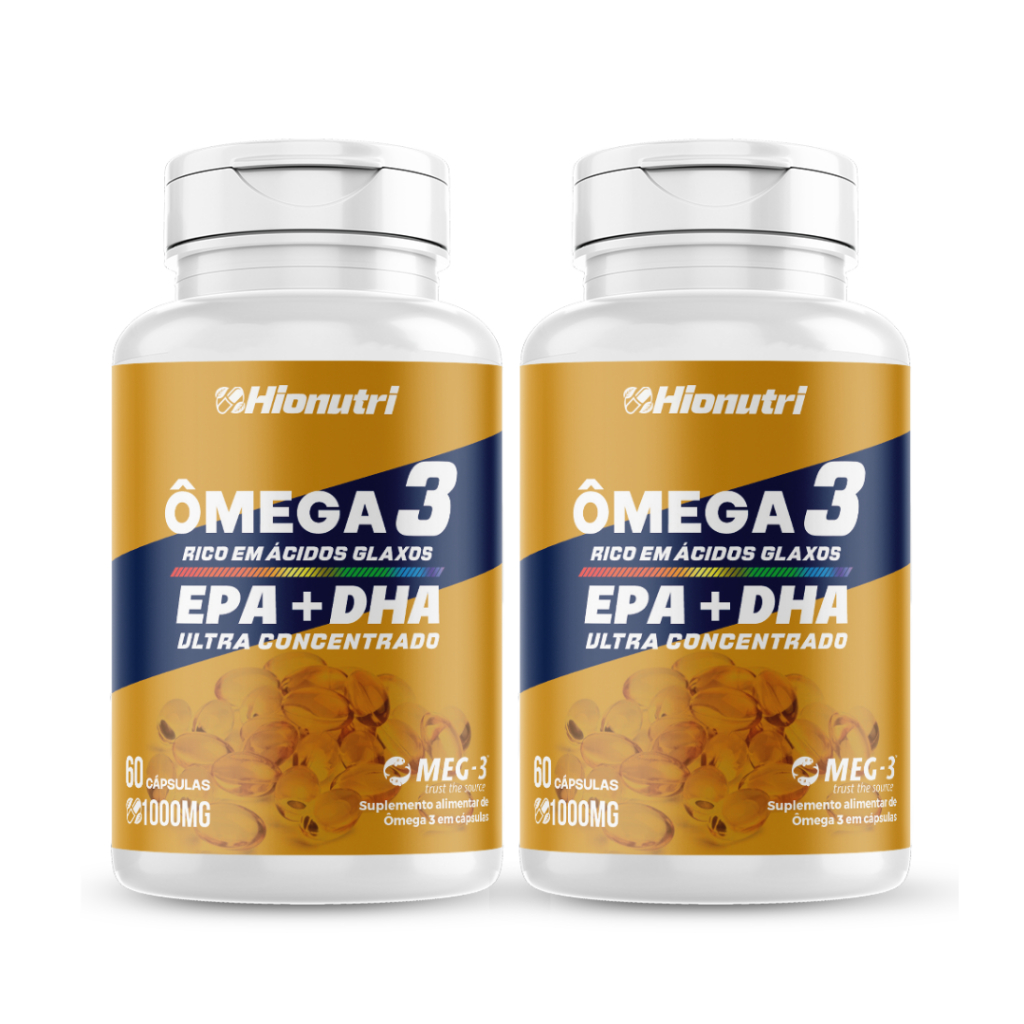 Combo 2x Ômega 3 EPA+DHA Hionutri 60 Capsúlas 500 Mg melhora da pressão arterial