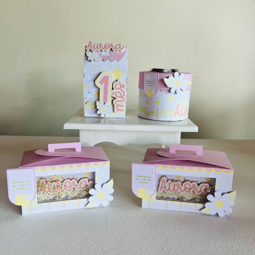 Kit Festa - Lembrancinhas Personalizadas Margaridas - Caixinha Personalizada - Papelaria Personalizada