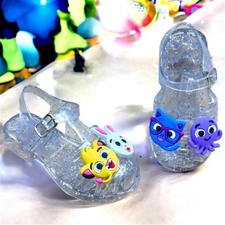 Sandália Papete Infantil Glitter Transparente Com Apliques Divertidos Leve Macia Premium em Oferta na Shopee
