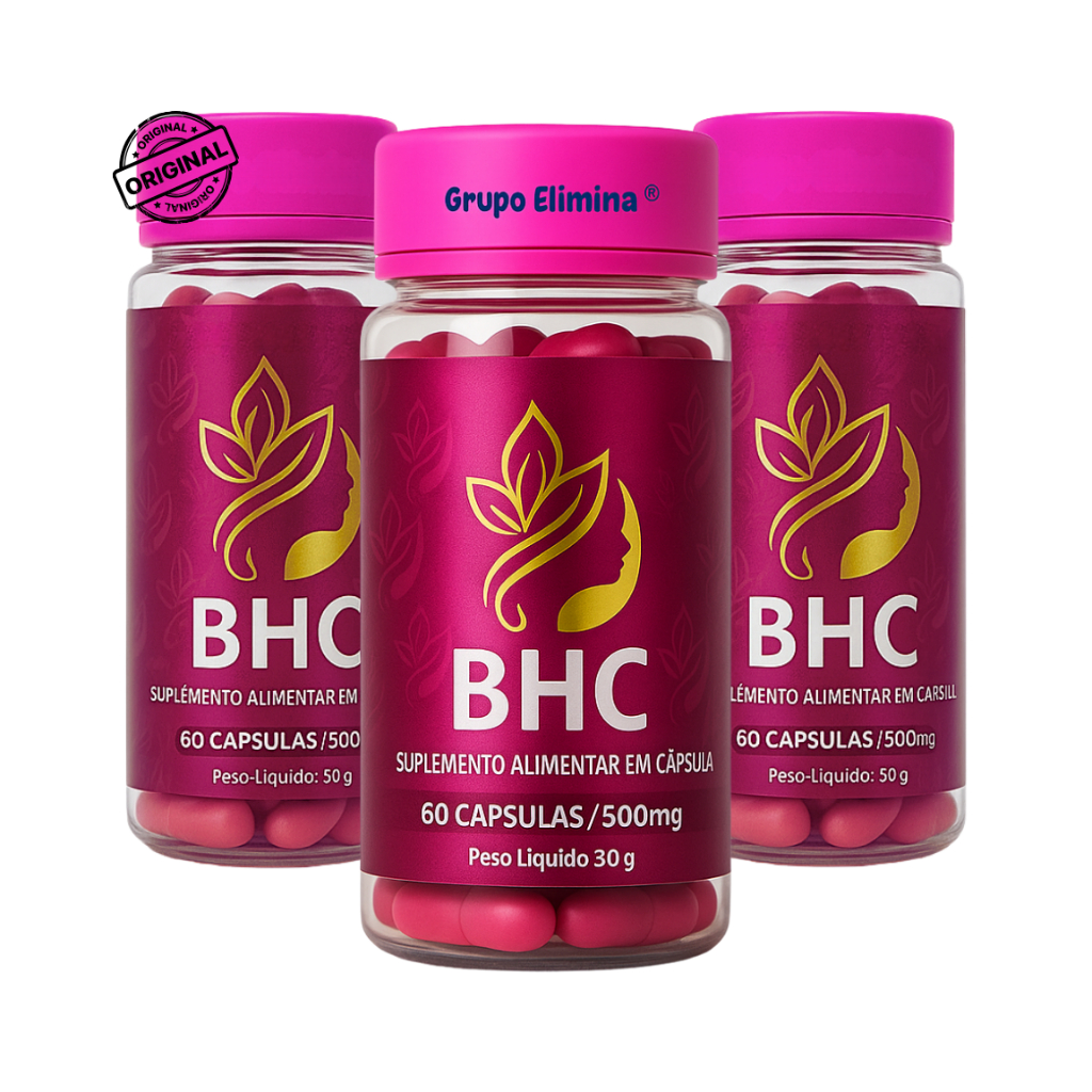 BHC Suplemento 100% Natural rico em Vitaminas Crescimento 9x mais rápido Combate Queda Capilar kit 3