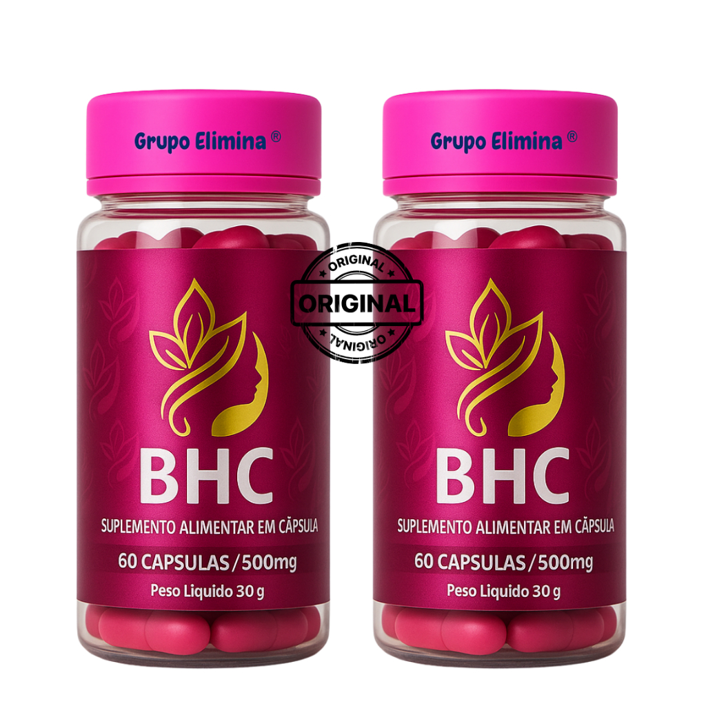 BHC Suplemento Natural Cresce 9x mais Cabelo e Fortalece Combate a Queda Capilar kit 2 frascos