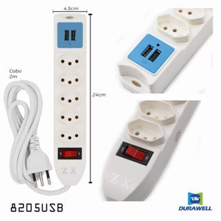 Extensão Elétrica 5 Tomadas Régua Bivolt Com 2 Usb Cabo 1.8M em Oferta na Shopee